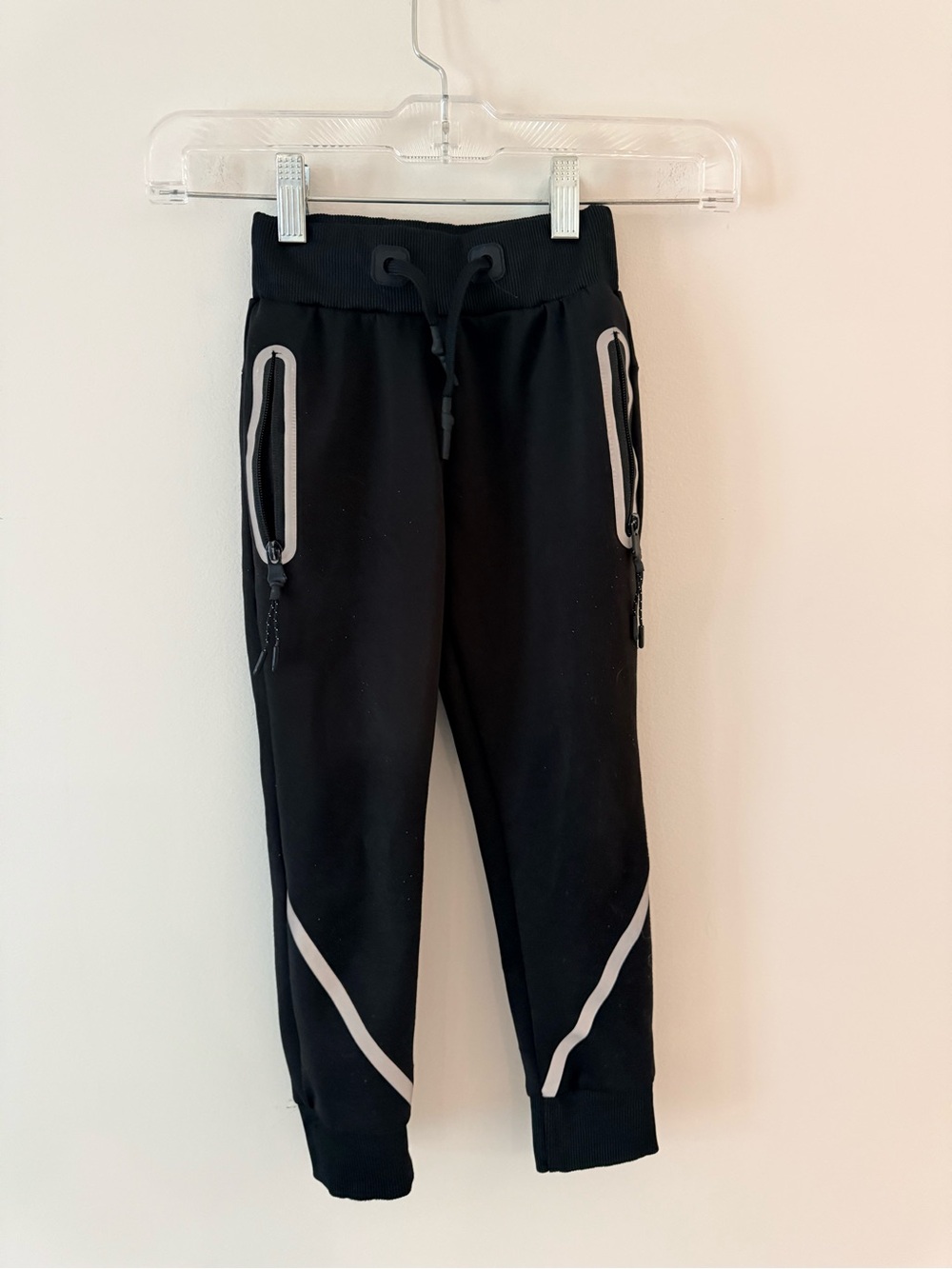 Kids Black Jogger Pants with Reflective Trim